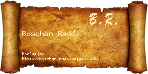 Boschan Radó névjegykártya